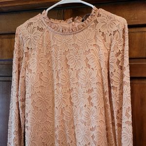 Ivanka Trump pale pink lace blouse, sz L